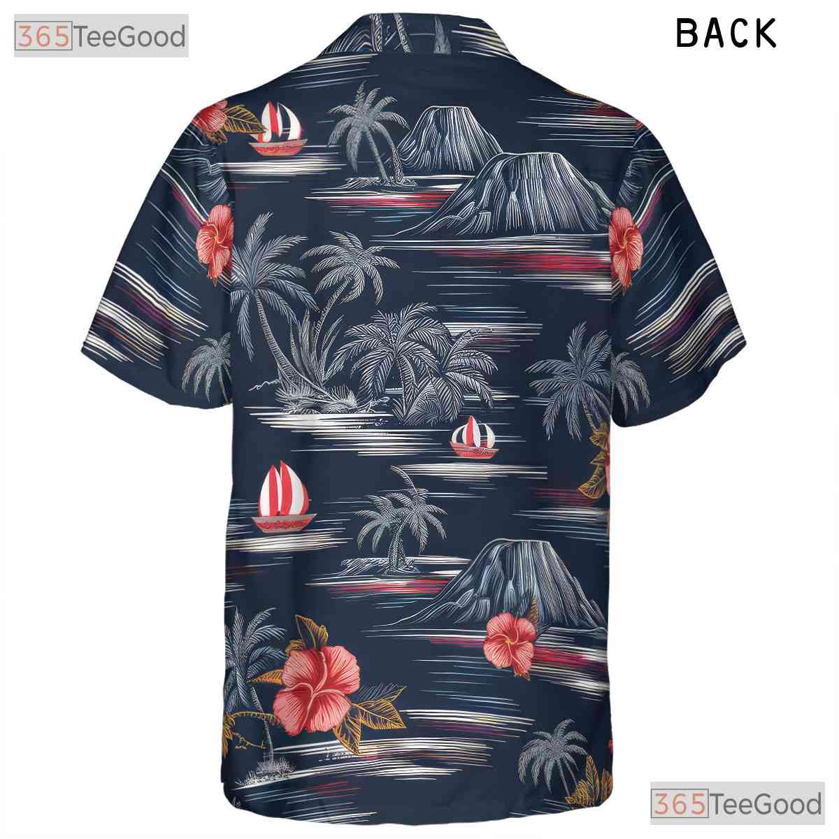 Vintage Gray Hawaiian Tee - Palm Tree Hibiscus Tropical Style Unisex