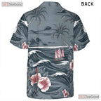 Gray Aloha Hawaiian Tee - Palm Trees Hibiscus Island Gift for Unisex