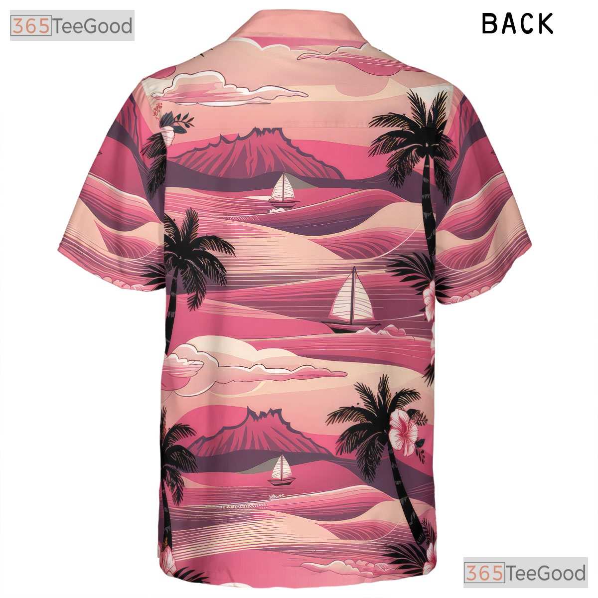 Pink Sunset Palm Hawaiian Shirt - Aloha Hibiscus Beachwear Men