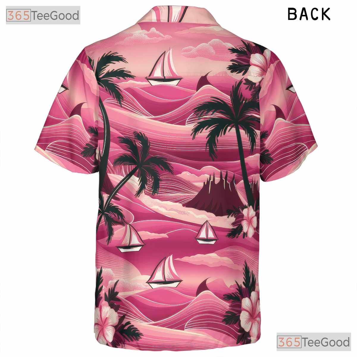 Vintage Pink Hawaiian Tee - Tropical Aloha Palm Trees & Hibiscus Women