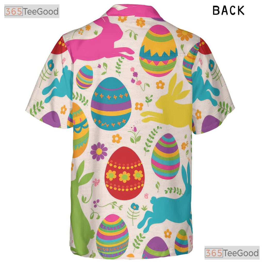 Cute Easter Bunny Hawaiian Tee - Colorful Eggs Spring Gift for Women