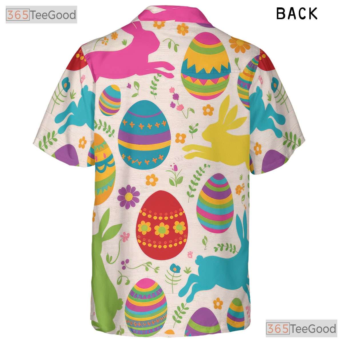 Cute Easter Bunny Hawaiian Tee - Colorful Eggs Spring Gift for Women