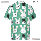 Cute Bunny Face Easter Hawaiian Shirt - Green Spring Rabbit Aesthetic Women