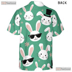 Green Spring Bunny Hawaiian Shirt - Cute Easter Rabbit for Adults