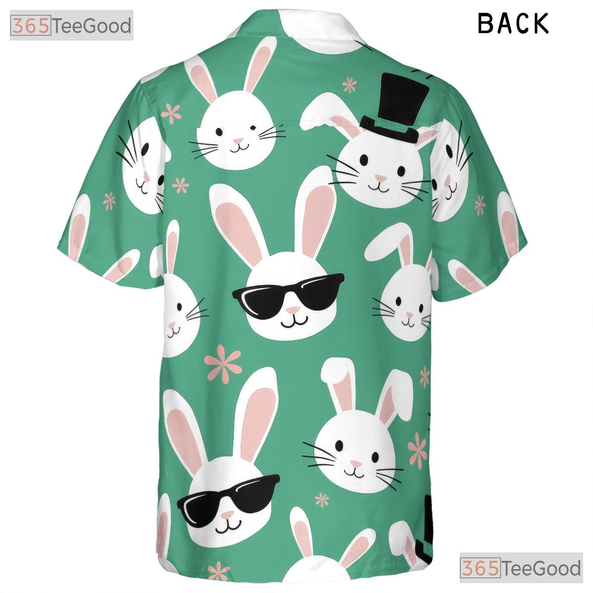 Green Spring Bunny Hawaiian Shirt - Cute Easter Rabbit for Adults