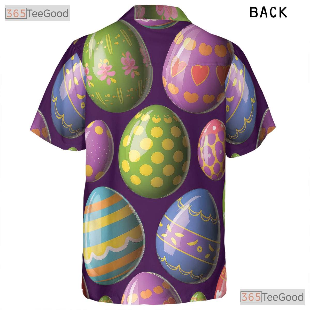 Spring Easter Egg Hawaiian Shirt - Purple Colorful Design for Women