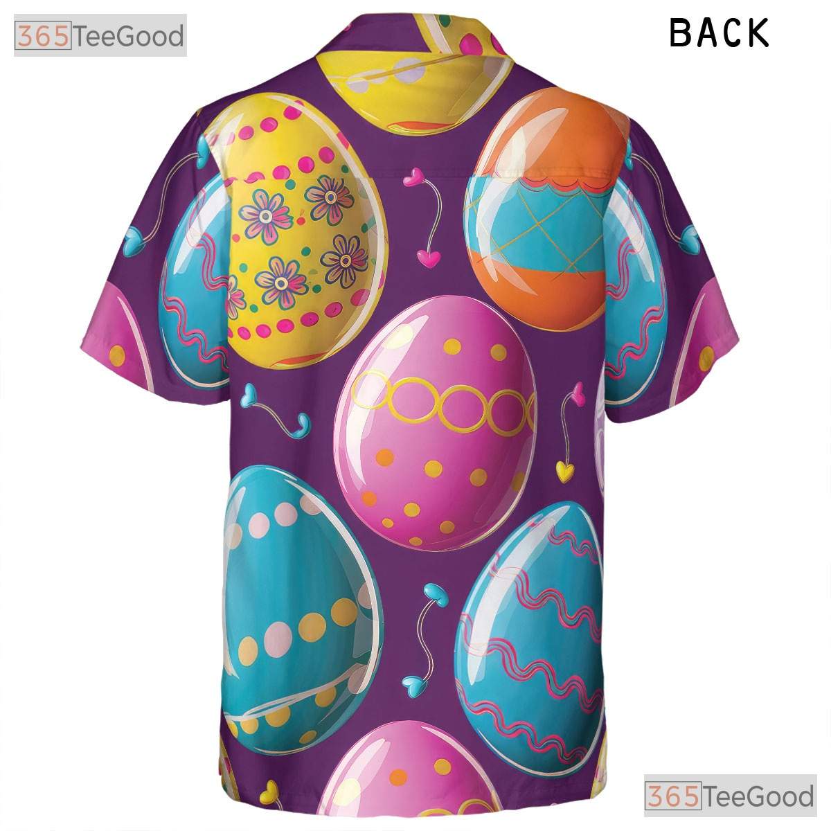 Vibrant Purple Easter Hawaiian Tee - Colorful Egg Holiday Party Unisex