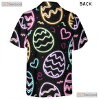 Black Hawaiian Tee - Neon Easter Eggs Bright Spring Holiday Print Women