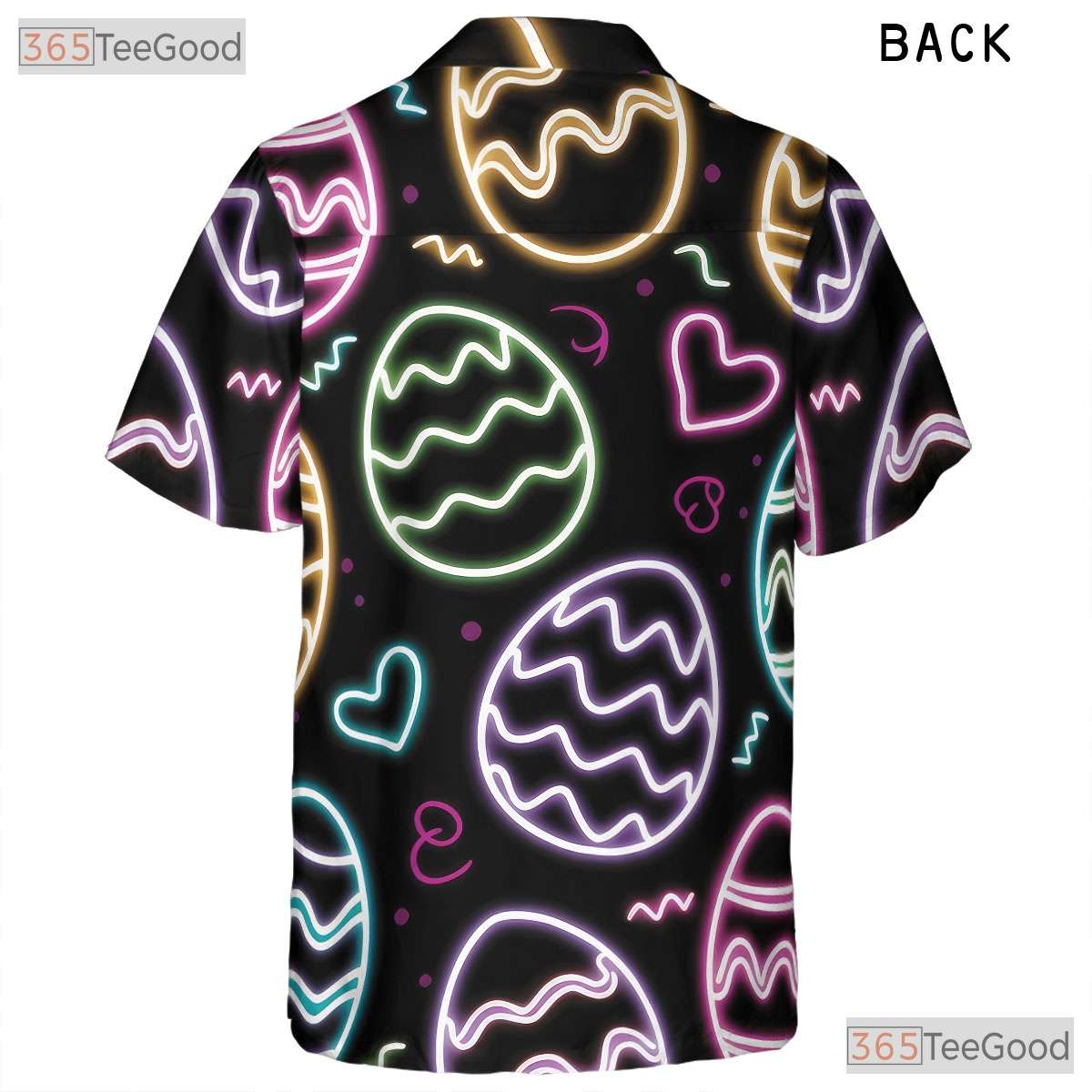 Black Hawaiian Tee - Neon Easter Eggs Bright Spring Holiday Print Women