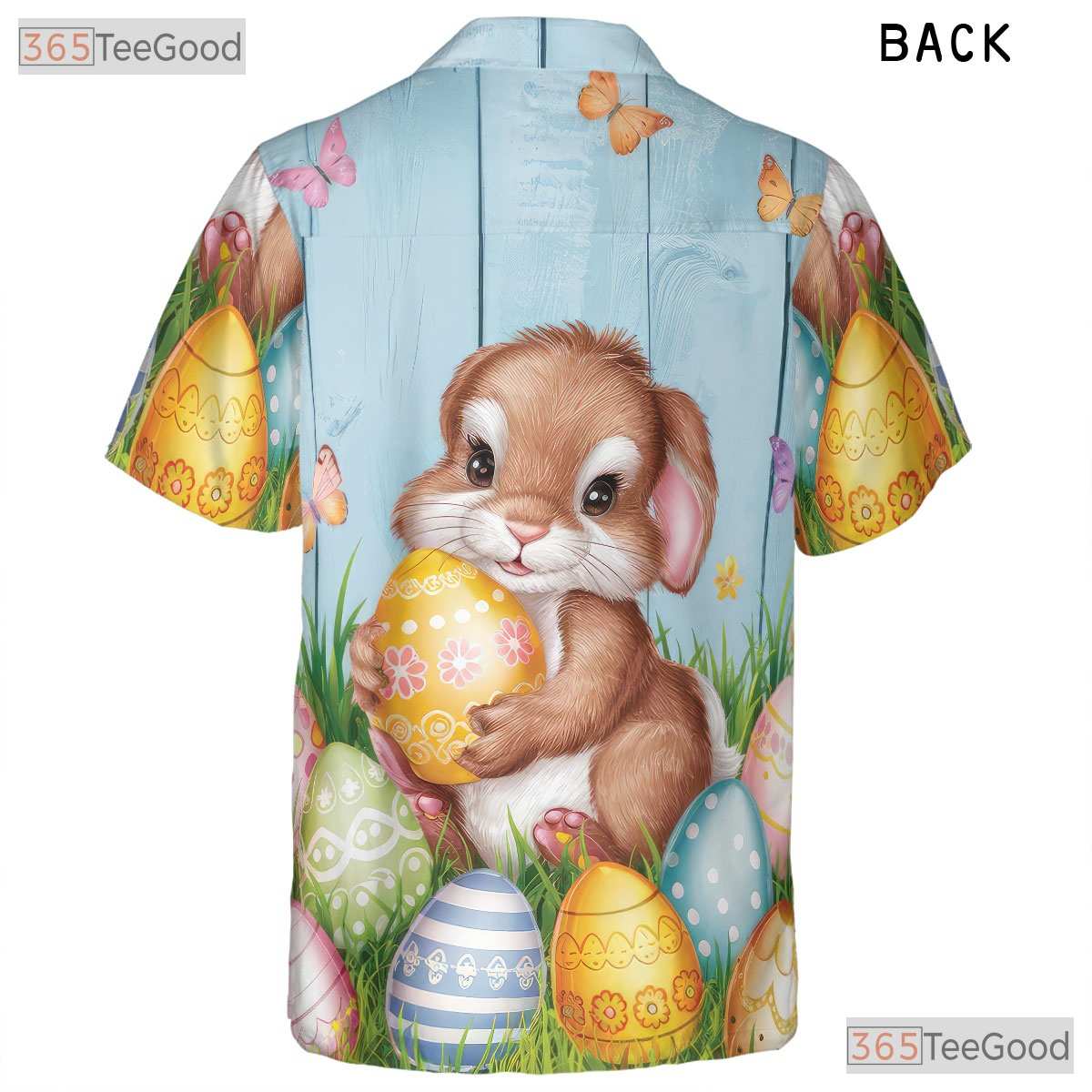Pastel Bunny Easter Hawaiian Shirt - Spring Butterflies & Egg Print Men