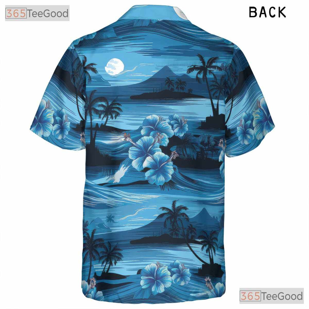Palm Tree Flower Hawaiian Shirt - Ocean Aloha Beach Party Unisex S-5XL