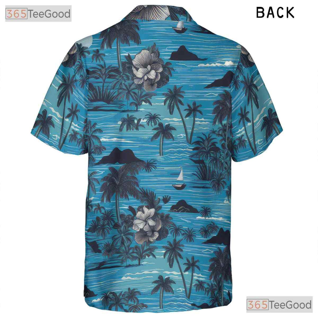 Tropical Blue Palm Flower Hawaiian Shirt - Aloha Unisex Wear Size S-5XL