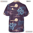 Purple Ocean Palm Hawaiian Tee - Tropical Beach Party Gift Men S to 5XL