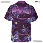 Aloha Purple Palm Hawaiian Shirt - Ocean Flower Beach Style Women S-5XL