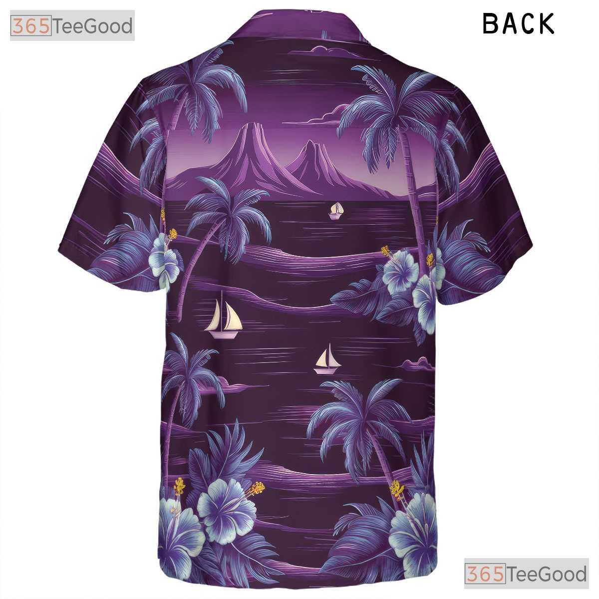 Aloha Purple Palm Hawaiian Shirt - Ocean Flower Beach Style Women S-5XL