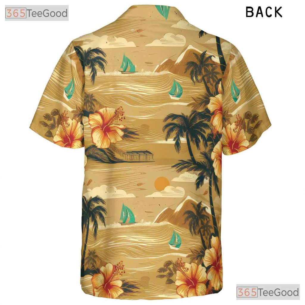 Classic Palm Hibiscus Hawaiian Shirt - Tropical Beach Party Men S-5XL