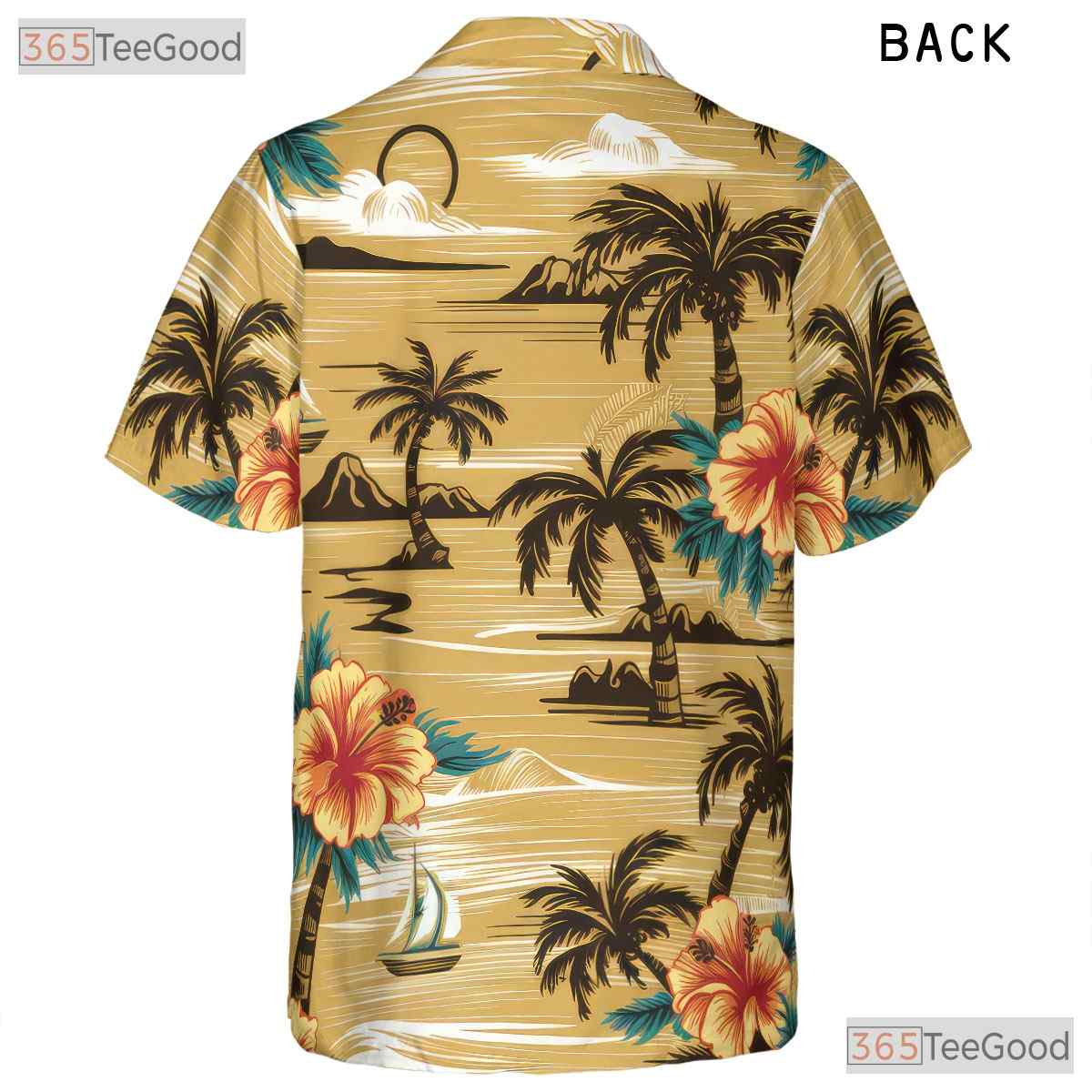 Palm Tree Hibiscus Hawaiian Tee - Vintage Aloha Beach Style Women S to 5XL