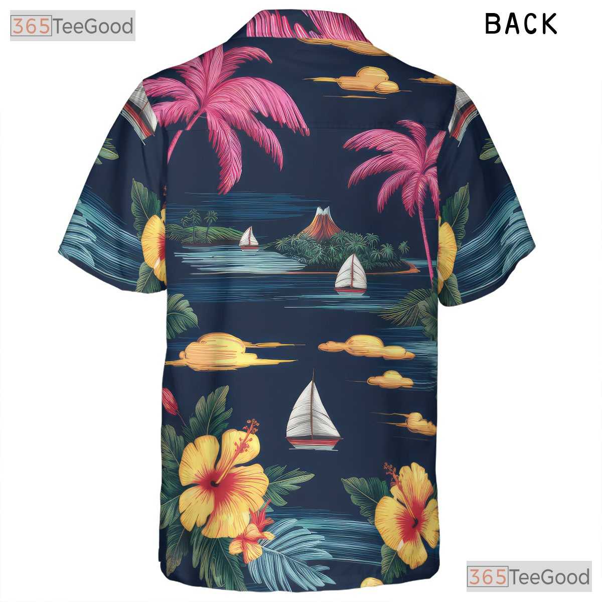 Navy Palm Hibiscus Hawaiian Tee - Classic Aloha Beach Party Unisex S to 5XL