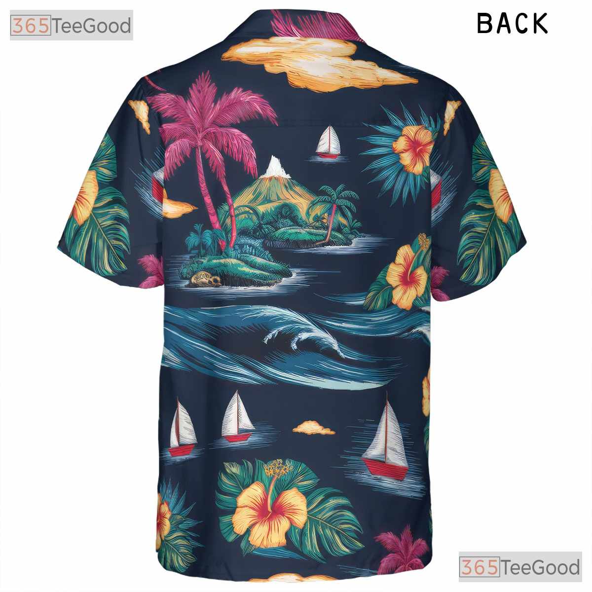 Tropical Navy Palm Hawaiian Shirt - Aloha Vacation Beach Gift Men S-5XL
