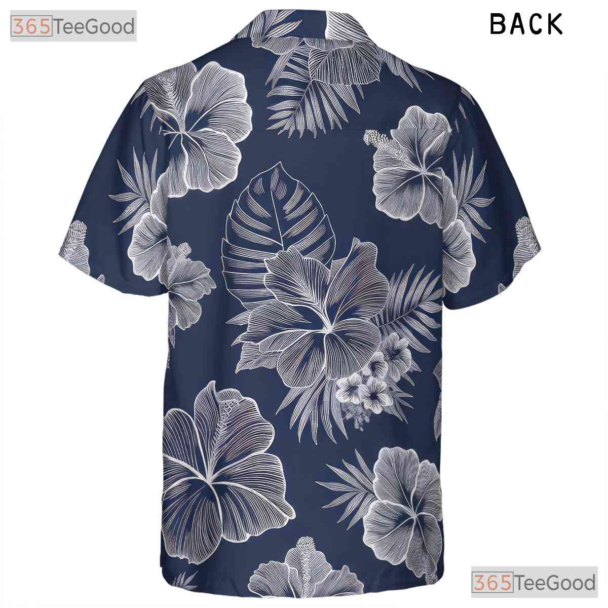 Blue White Hibiscus Hawaiian Tee - Tropical Aloha Vacation Unisex S-5XL
