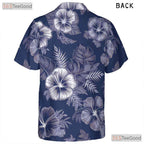 Classic Blue White Floral Hawaiian Shirt - Aloha Beachwear Women S to 5XL
