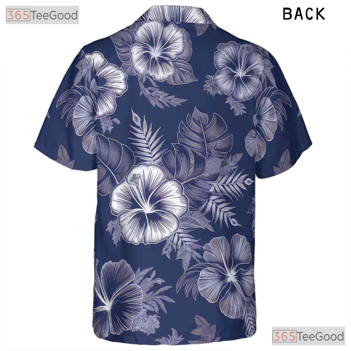 Classic Blue White Floral Hawaiian Shirt - Aloha Beachwear Women S to 5XL