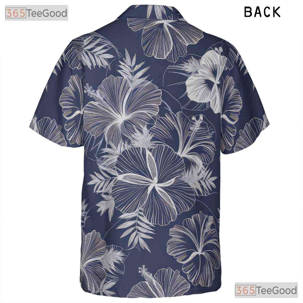 Tropical Blue White Hibiscus Hawaiian Shirt - Unisex Aloha Gift Size S-5XL