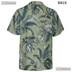 Sage Green Palm Leaf Hawaiian Tee - White Aloha Tropical Beach Men S-5XL