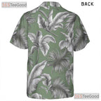 Sage Green Palm Leaf Hawaiian Shirt - Classic Aloha Beach Style Women S-5XL