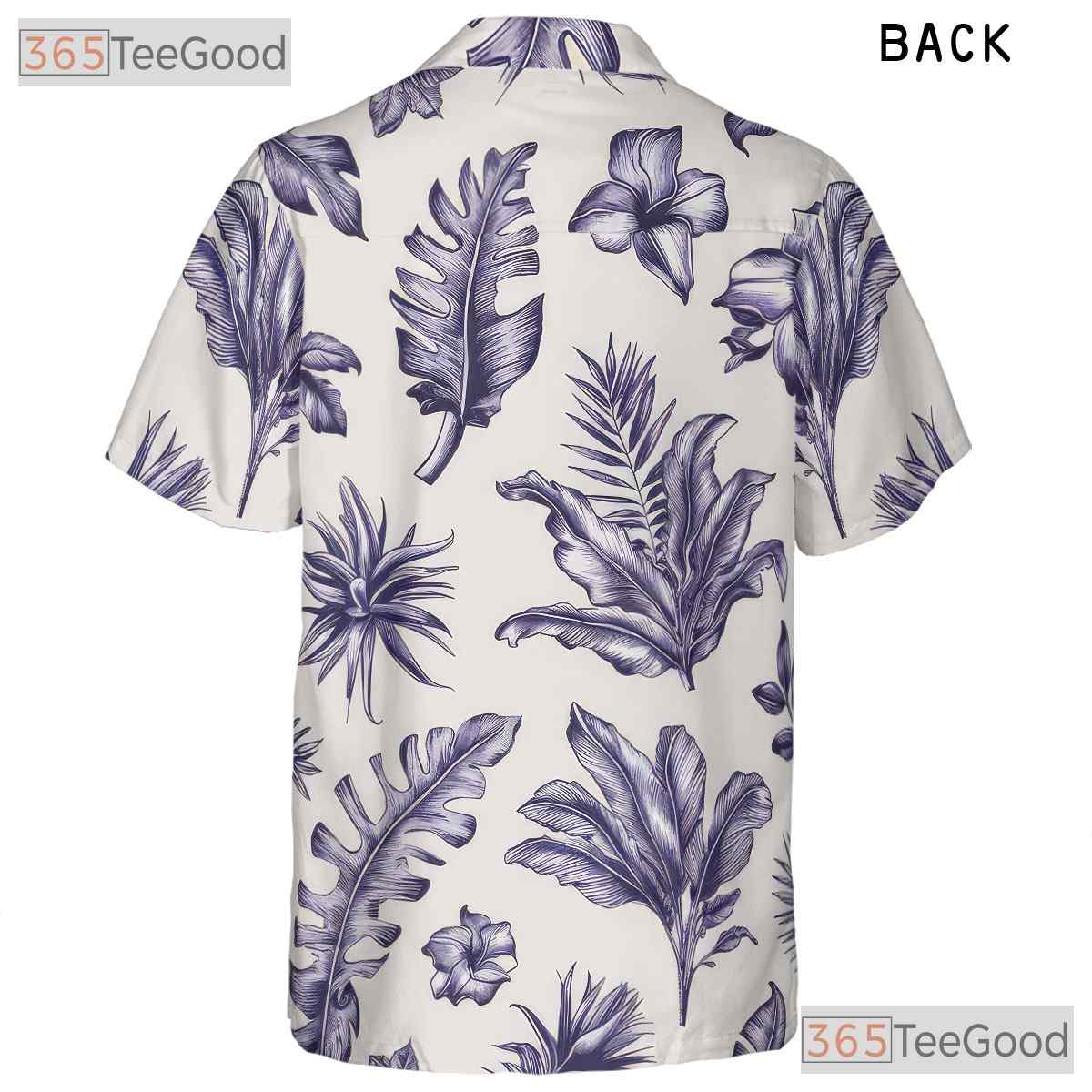 White Blue Botanical Hawaiian Shirt - Vintage Floral Aloha Men S-5XL