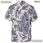 Tropical White Blue Botanical Hawaiian Shirt - Aloha Vacation Wear Unisex