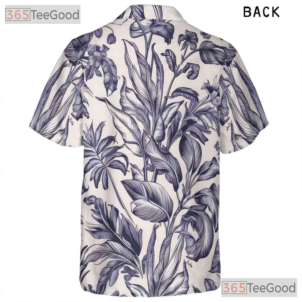 White Blue Tropical Floral Hawaiian Tee - Vintage Aloha Print Women S-5XL