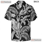 Black White Palm Leaf Hawaiian Tee - Classic Aloha Island Style Women S-5XL