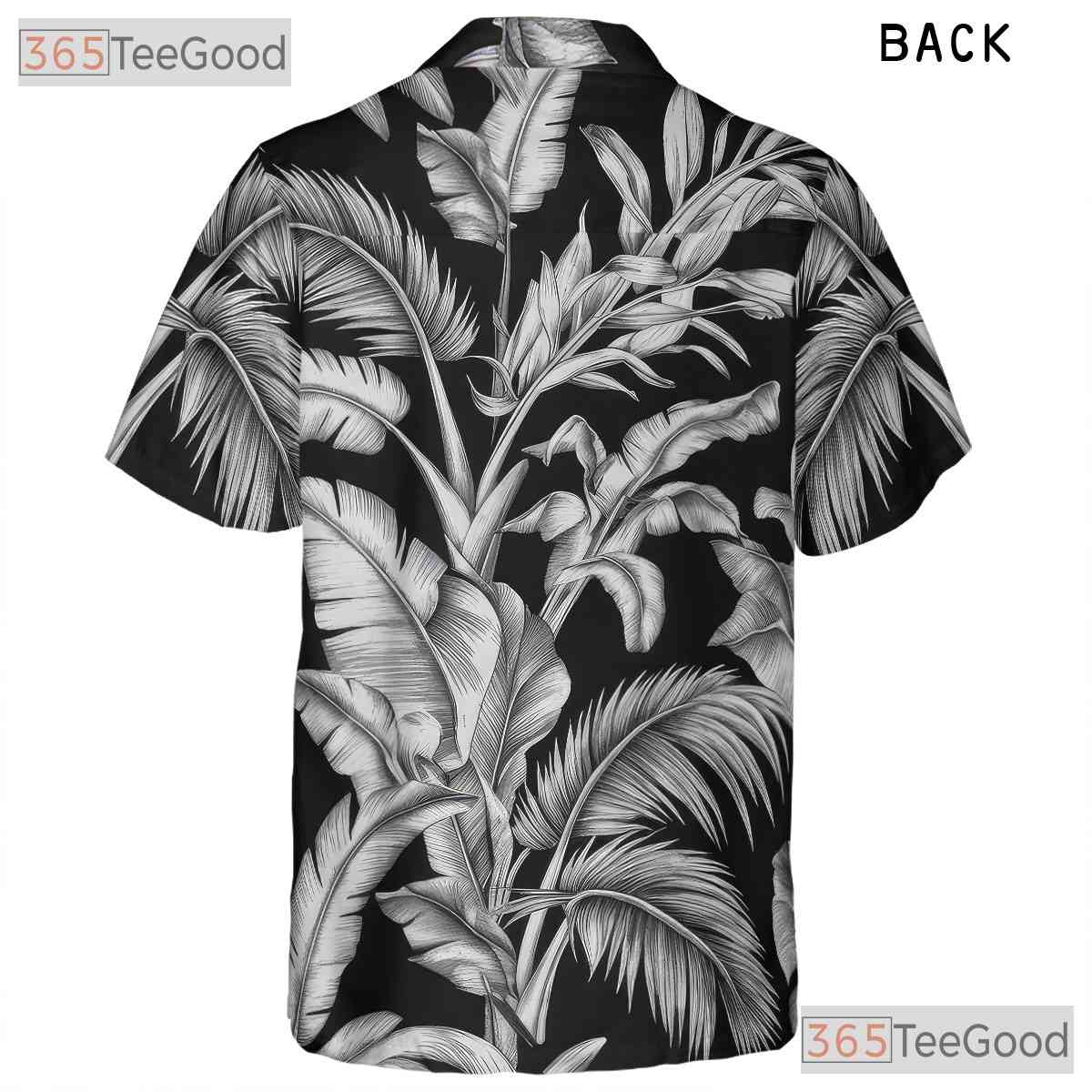 Black White Palm Leaf Hawaiian Tee - Classic Aloha Island Style Women S-5XL