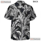 Vintage Black White Palm Hawaiian Tee - Aloha Tropical Beachwear Gift Unisex