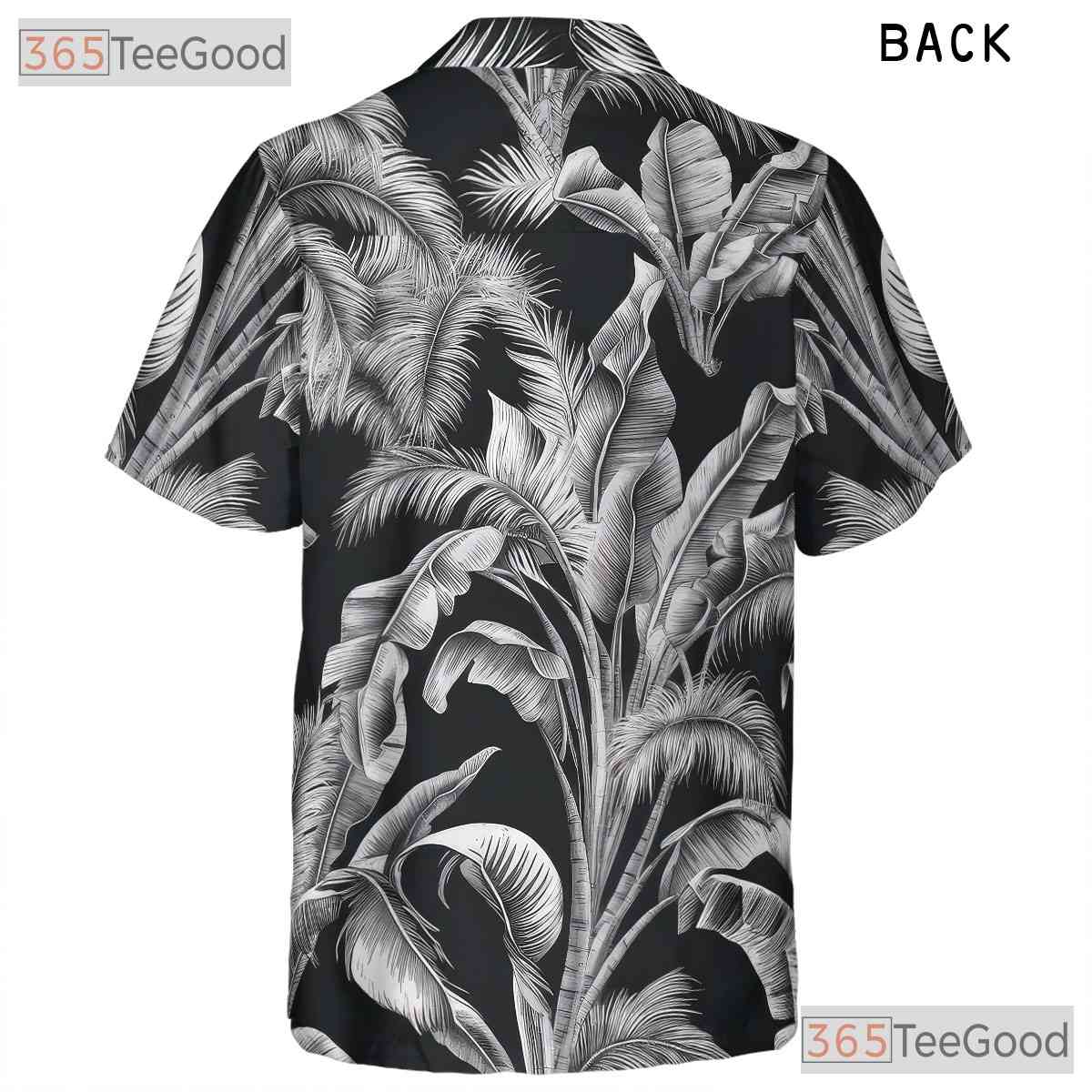 Vintage Black White Palm Hawaiian Tee - Aloha Tropical Beachwear Gift Unisex
