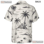 Black & White Palm Tree Hawaiian Shirt - Vintage Island Beach Tee For Men
