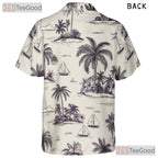 Retro White & Black Palm Tree Aloha Shirt - Unisex Summer Hawaiian Tee