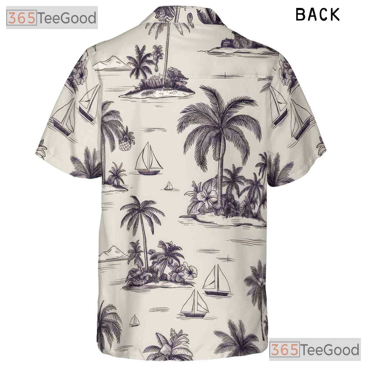 Retro White & Black Palm Tree Aloha Shirt - Unisex Summer Hawaiian Tee