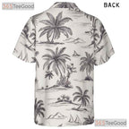 Black & White Jungle Floral Hawaiian Shirt - Tropical Leaf Aloha Tee For Men