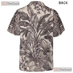 Retro Black & White Tropical Jungle Hawaiian Shirt - Unisex Floral Aloha Tee
