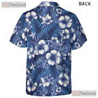 Blue Hibiscus Floral Aloha Shirt - Women's Tropical Print Beachwear Tee