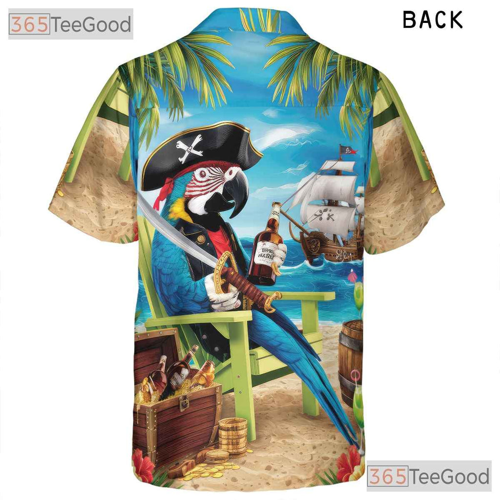 Tropical Pirate Hawaiian Shirt - Parrot Beach Party Tee For Men