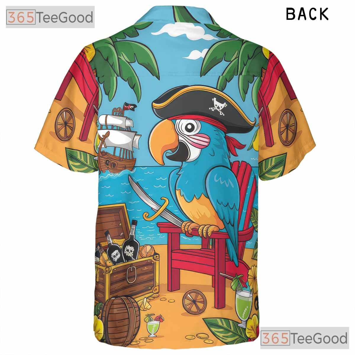 Retro Pirate Rum Hawaiian Tee - Unisex Tropical Treasure Shirt