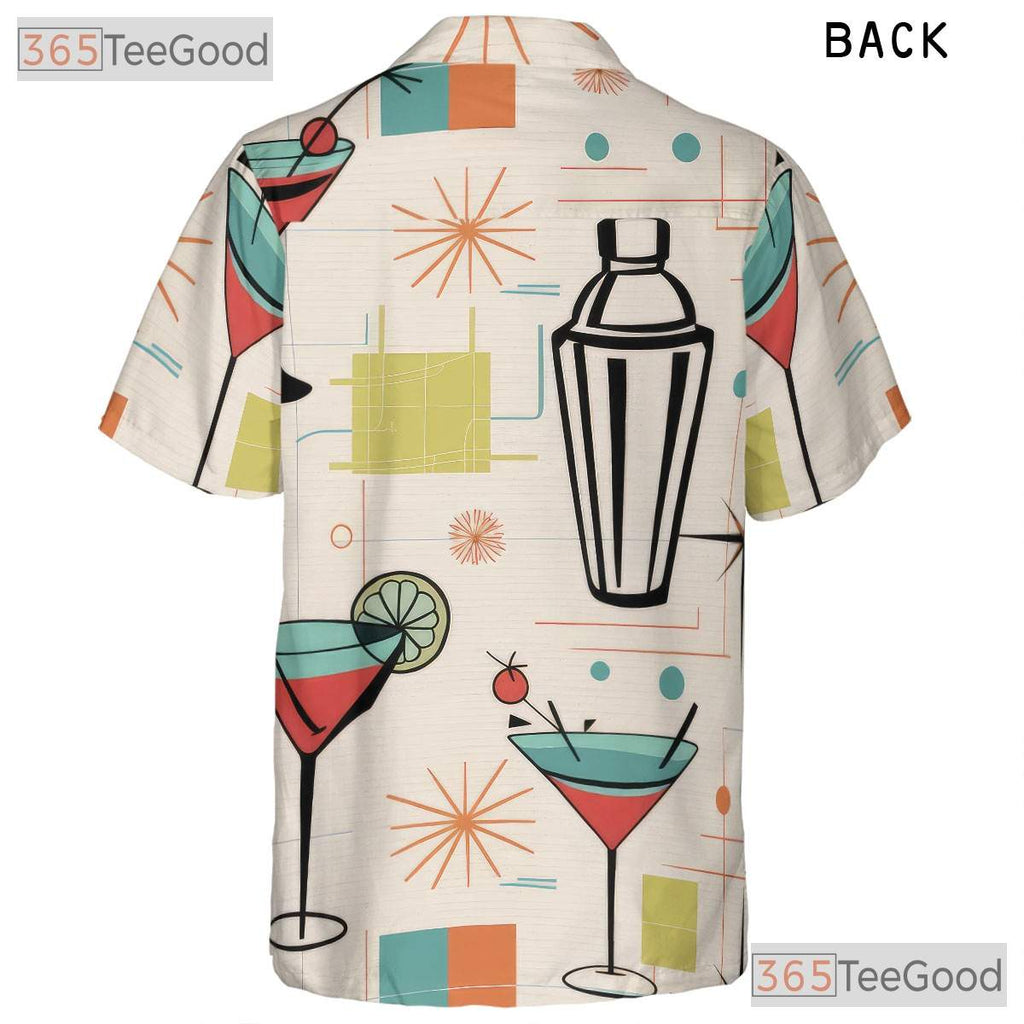 Retro Atomic Cocktail Hawaiian Tee - Unisex 1950s Lounge Shirt