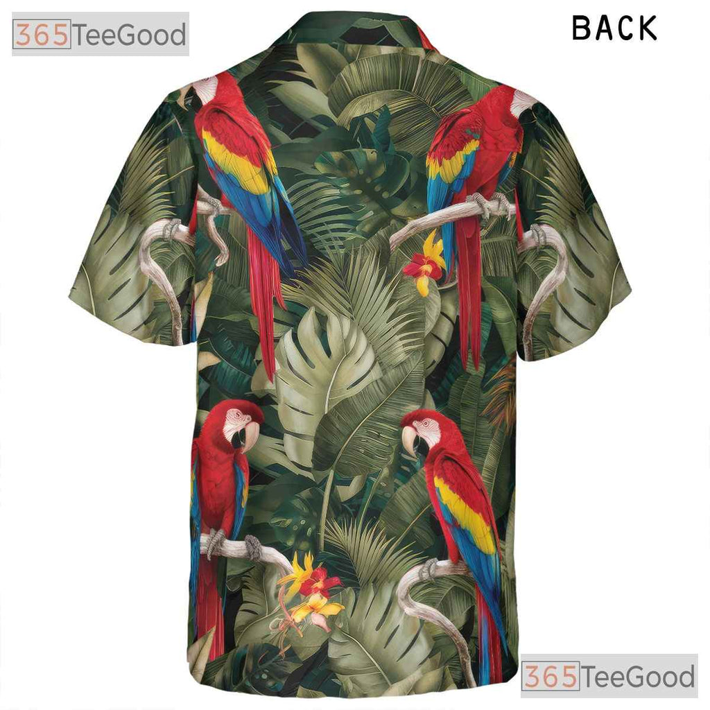 Vintage Macaw Hawaiian Tee - Tropical Jungle Shirt For Women
