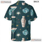Mid-Century Martini Bar Hawaiian Tee - Retro Cocktail Shirt Men