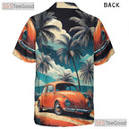 Vintage Beach Car Hawaiian Tee - Unisex Tropical Sunset Shirt