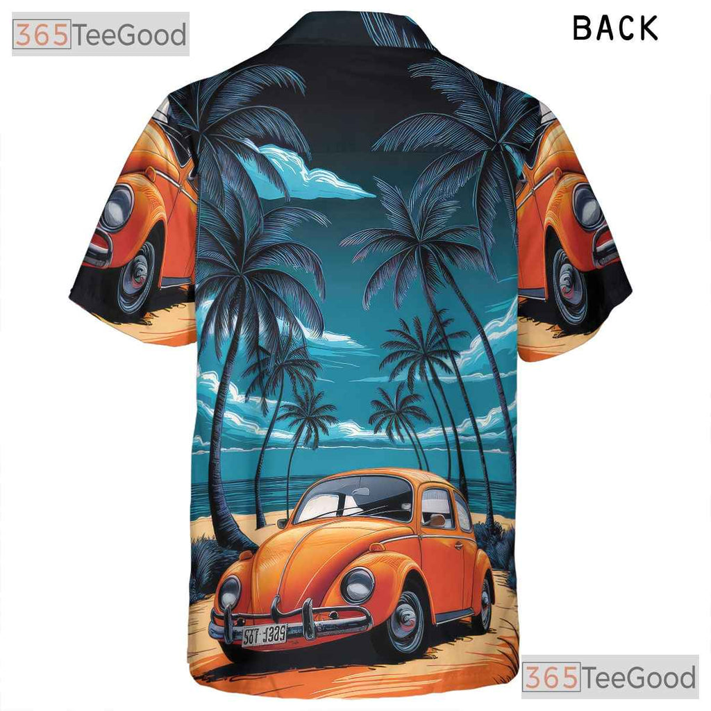 Retro Tropical Palm Hawaiian Shirt - Summer Beach Tee For Men