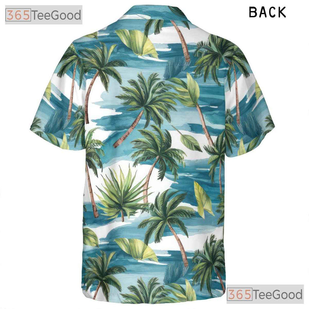Unisex Palm Leaf Ocean Breeze Hawaiian Tee - Tropical Summer Aloha Shirt